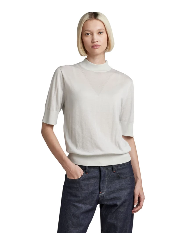 G-Star Women's Core Mock Neck Knitted Sweater, Grey (oyster mushroom D21962-D166-D607), M