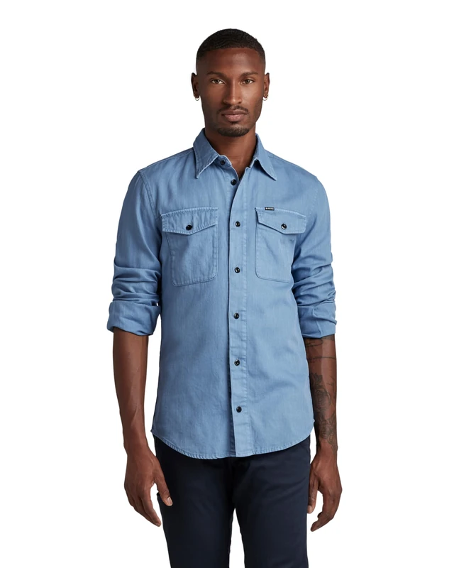 G-Star Men's Marine Slim Shirt, Blue (deep wave gd D20165-7647-D853), S