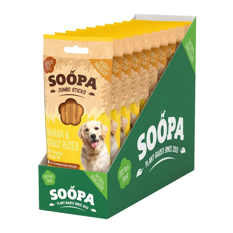 10 Pack Soopa Banana & Peanut Butter Jumbo Stick 170g, yellow, Extra Large