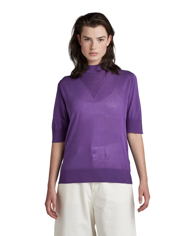 G-Star Women's Core Mock Neck Knitted Sweater, Purple (dk violet D21962-D166-5616), S