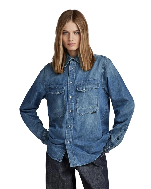 G-Star Men's Dakota Regular Shirt, Blue (faded cadet blue D23006-D303-D890), XXL