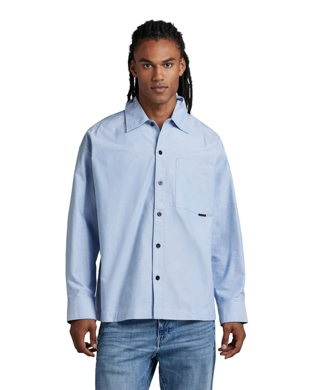 G-Star Men's Boxy Fit Shirt , Multicolour (deep wave/white oxford D23007-7665-D858), S