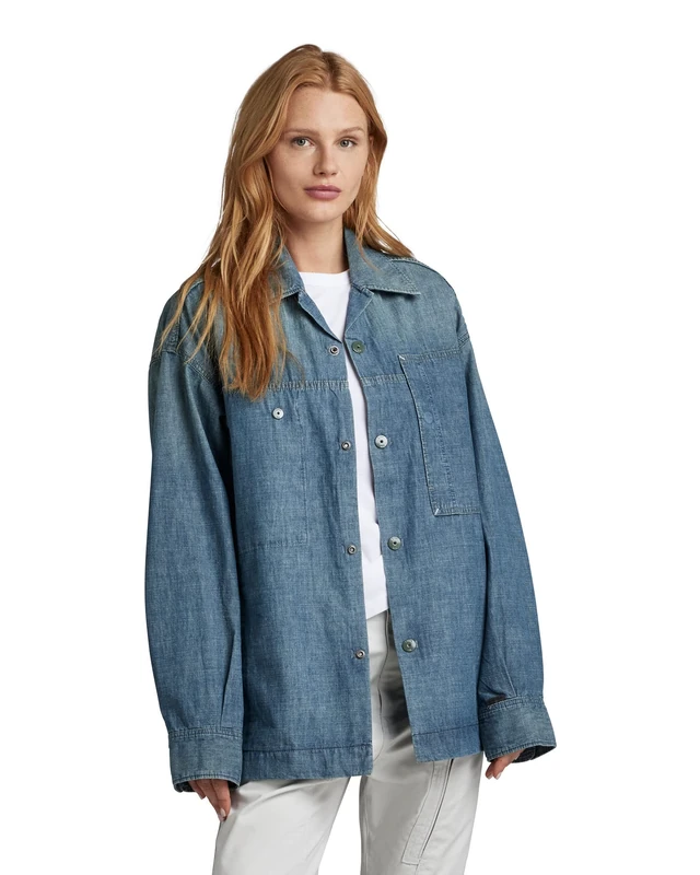 G-Star Women's Oversized Workwear Shirt, Blue (antique faded cricket blue D22934-D311-D889), S