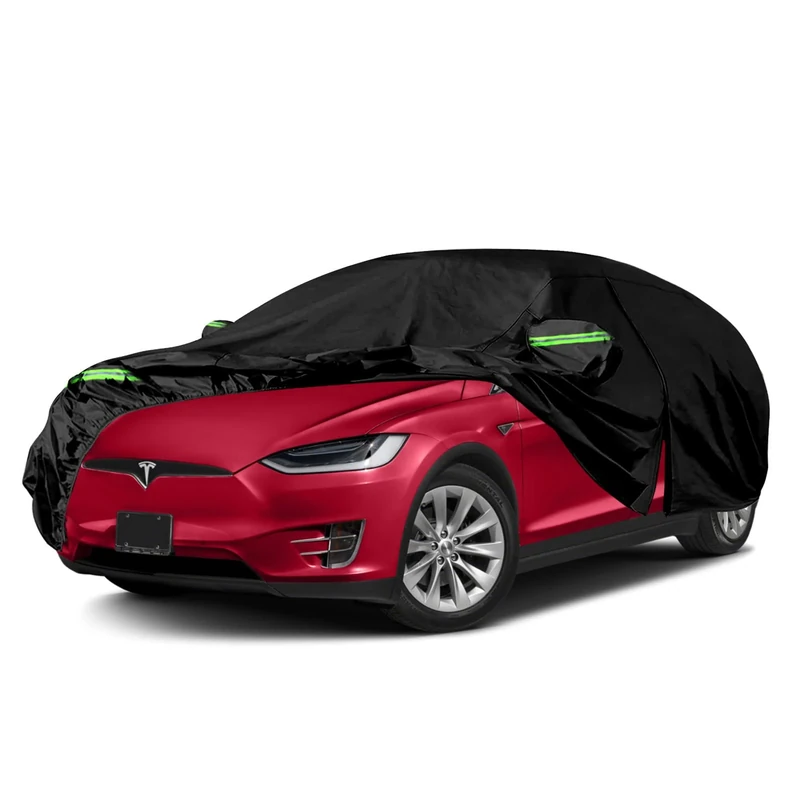 Waterproof Car Cover Replace for 2015-2024 Tesla Model X, All Weather Model X Covers with Zipper Door, Ventilated Mesh & Charging Port for Snow Rain Dust Hail Protection