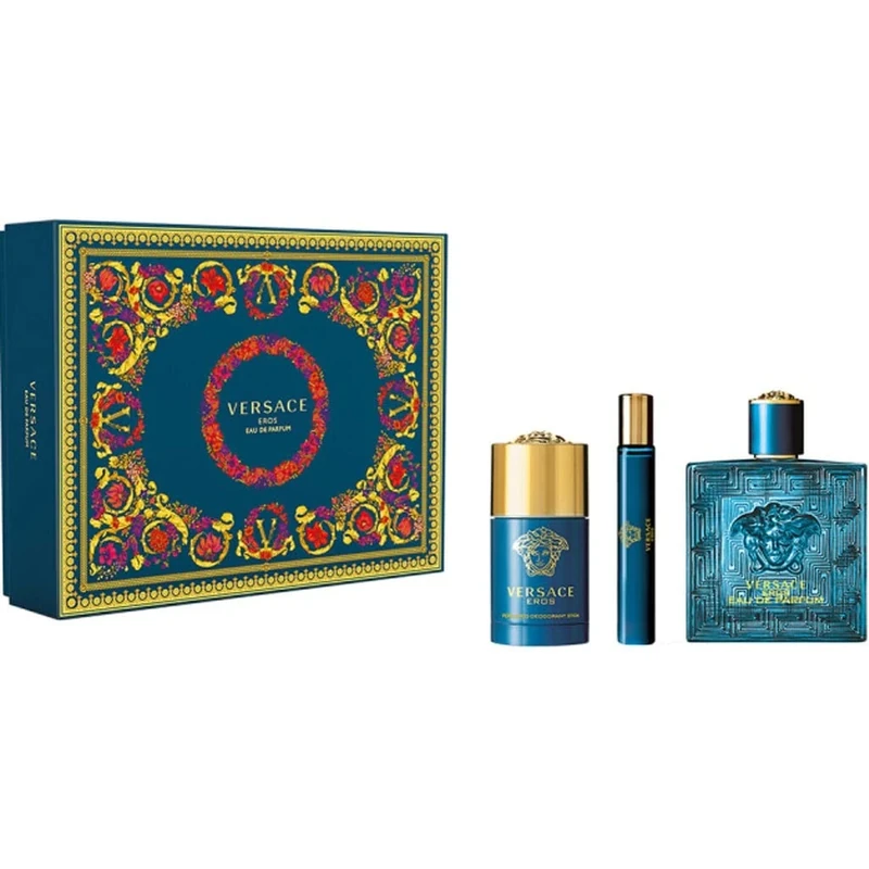 Versace Eros 3 Piece Gift Set: Eau De Toilette 100ml - Deodorant Stick 75ml - Eau De Toilette 10ml