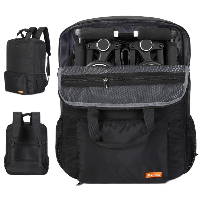 Mactso Stroller Travel Bag Compatible with GB Pockit and GB Pockit Air Plus All Terrain, Lightweight Stroller Travel Backpack for Airplane (Black, M)