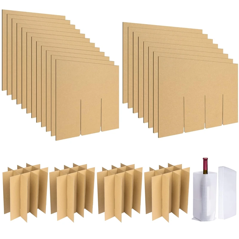 codree 4 Packs Glass Divider Kits for Kitchen Moving Box Dish Packing Moving Boxes-Glass Cell Divider Corrugate Dividers with 48 pcs Foam Pouches Fits in 16x12x12 Inch Box (Box Not Included)
