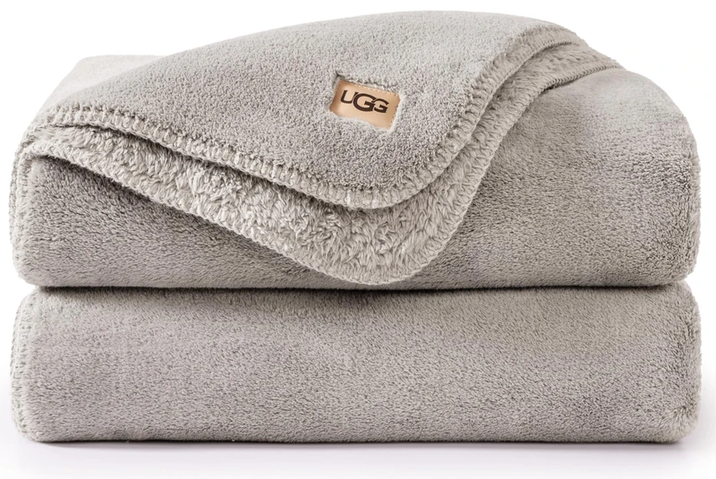 UGG - Whitecap – Plush Throw Blanket for Couch or Bed – Comfortable, Cozy Home Décor – Soft and Luxurious Blanket for Living Room or Bedroom - 50” x 70” – Shadow