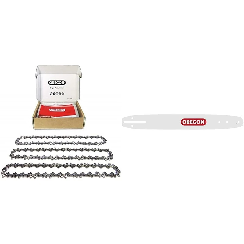 Oregon 3-Pack Saw Chain and 1 Guide bar - 3/8" Low Profile, 0.50 inch (1.3mm), 57 Drive Links & 16 Inch (40cm) A041 Mount bar for Bosch, Makita, AEG, Dolmar, Stiga, Titan, Worx and More