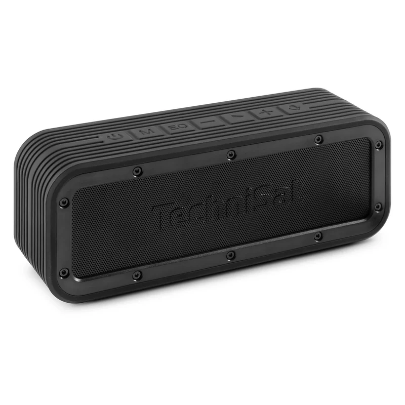 TechniSat BLUSPEAKER OD TWS Outdoor Bluetooth Speaker (Stereo, 30 Watt, Hands-Free Kit with Microphone, Metal Front and Rubber Frame, IPX6, Battery, USB-C, True Wireless) Black