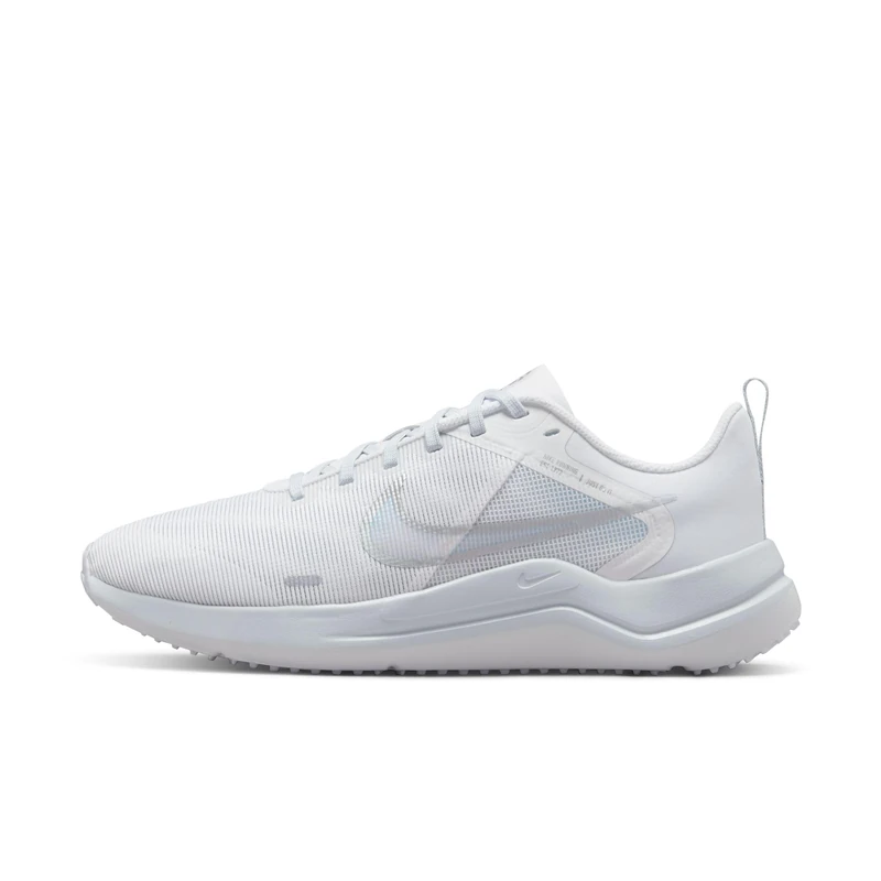 NIKE Women's Downshifter 12 Sneaker, White/Metallic Silver-Pure Platinum, 6.5 UK
