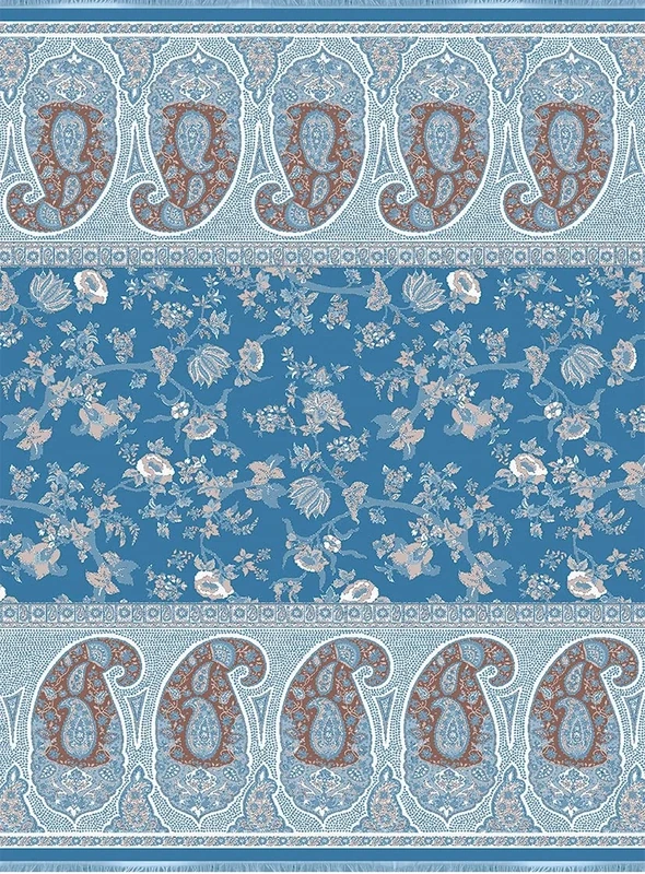 Bassetti Genova B1 9324214 Jacquard Warm Plaid Cotton Mako Satin 140 cm x 190 cm Blue