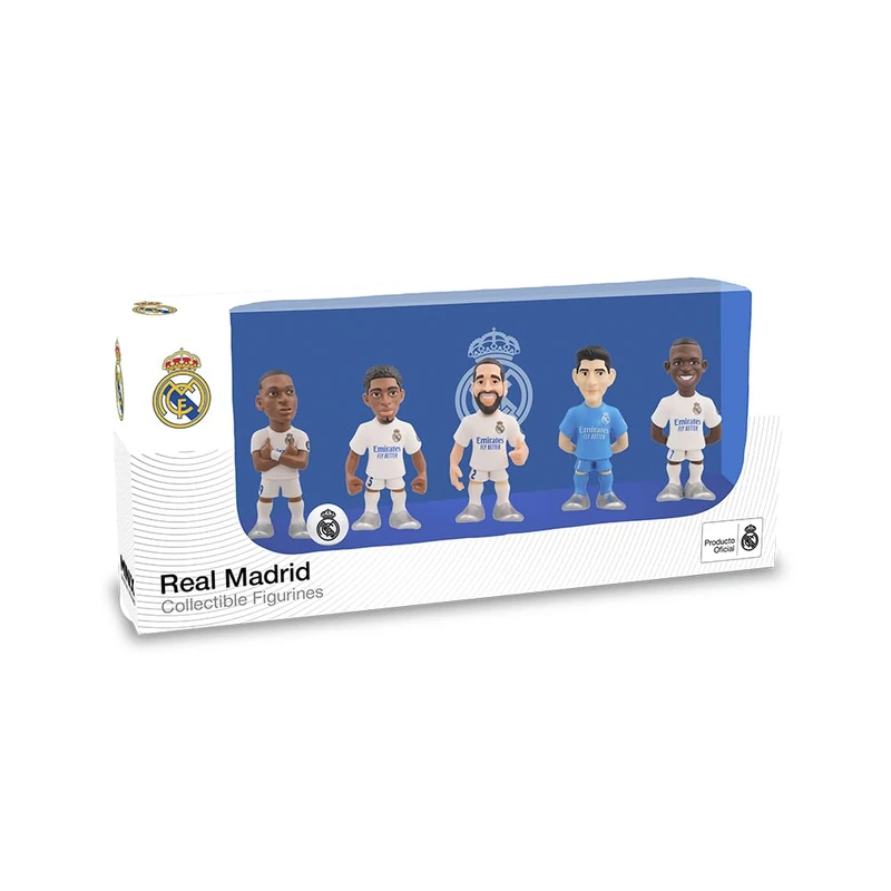 MINIX Bandai Pack of 5 Real Madrid CF: Carvajal, Courtois, Benzema, Vinicius JR, Hazard - Ideal for Cakes or Fans - 7 cm