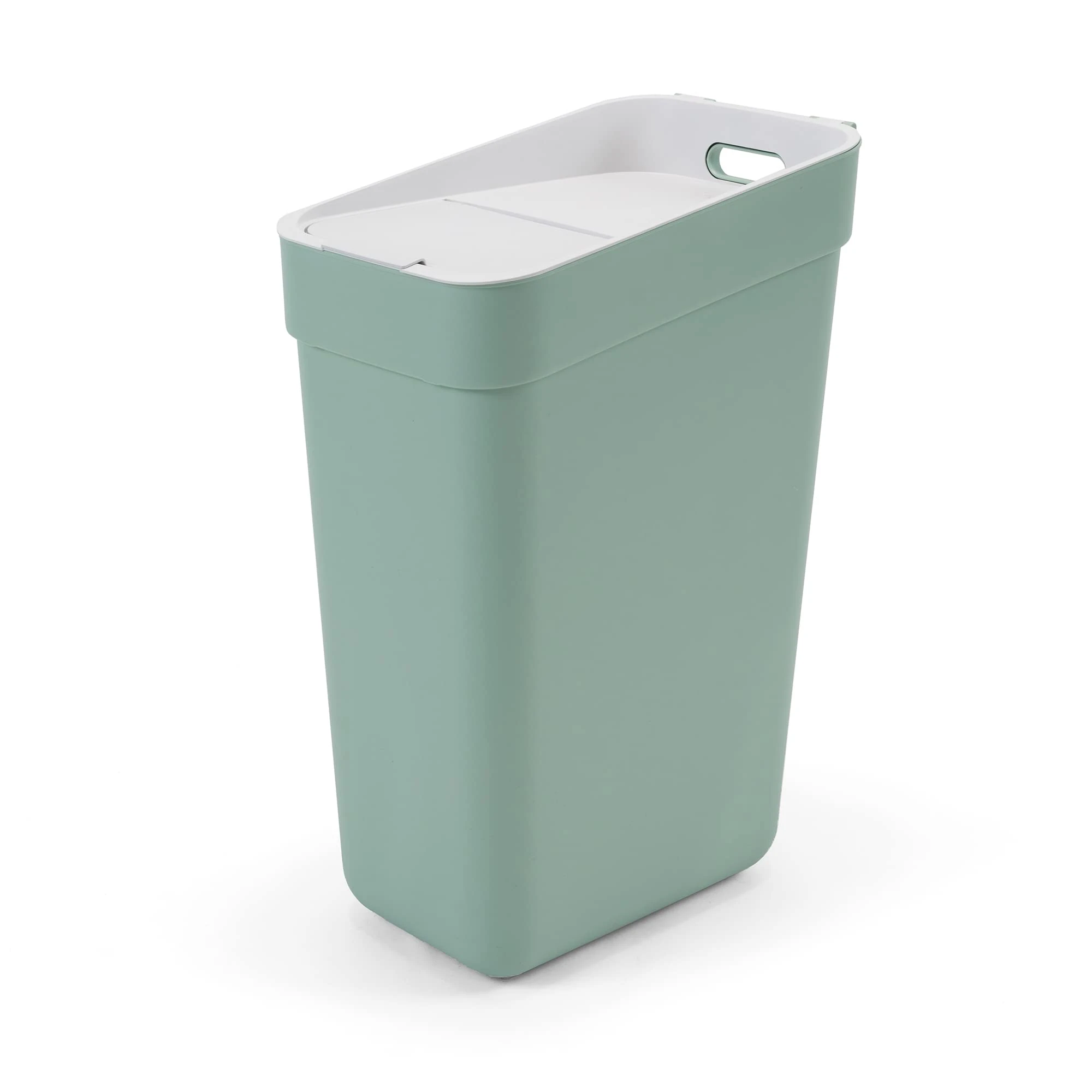 CURVER Ready to Collect 100% Recycled 30L Kitchen Accessories Recycling Lift Top Bin Green Light Grey Lid
