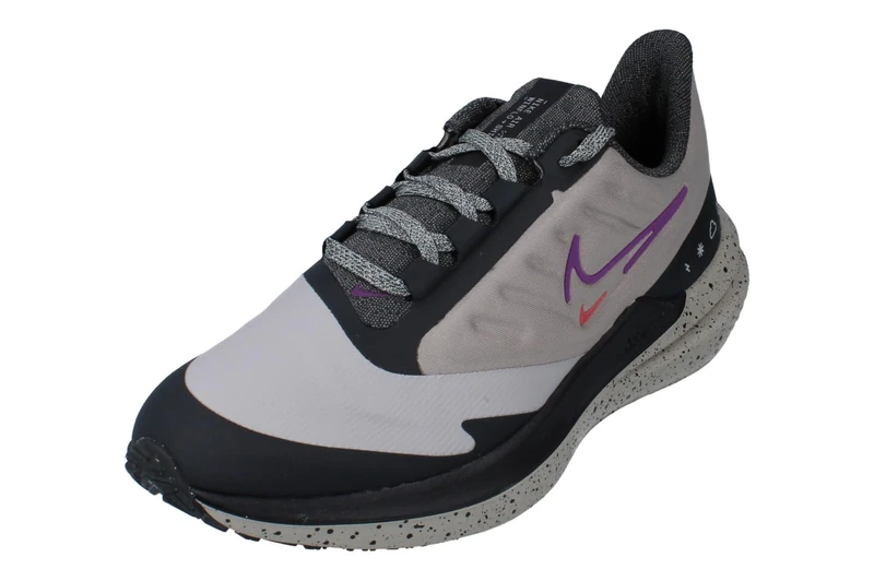 NIKE DM1104-002 Air Winflo 9 Shield Women Cobblestone/Vivid Purple-DK Smoke Grey UK 7