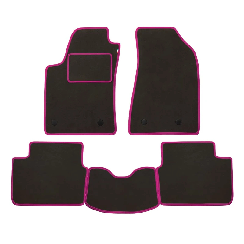 Set of mats made for Renault Arkana from year 2021 in carpet with heel pad grey trim fuchsia - Image 1