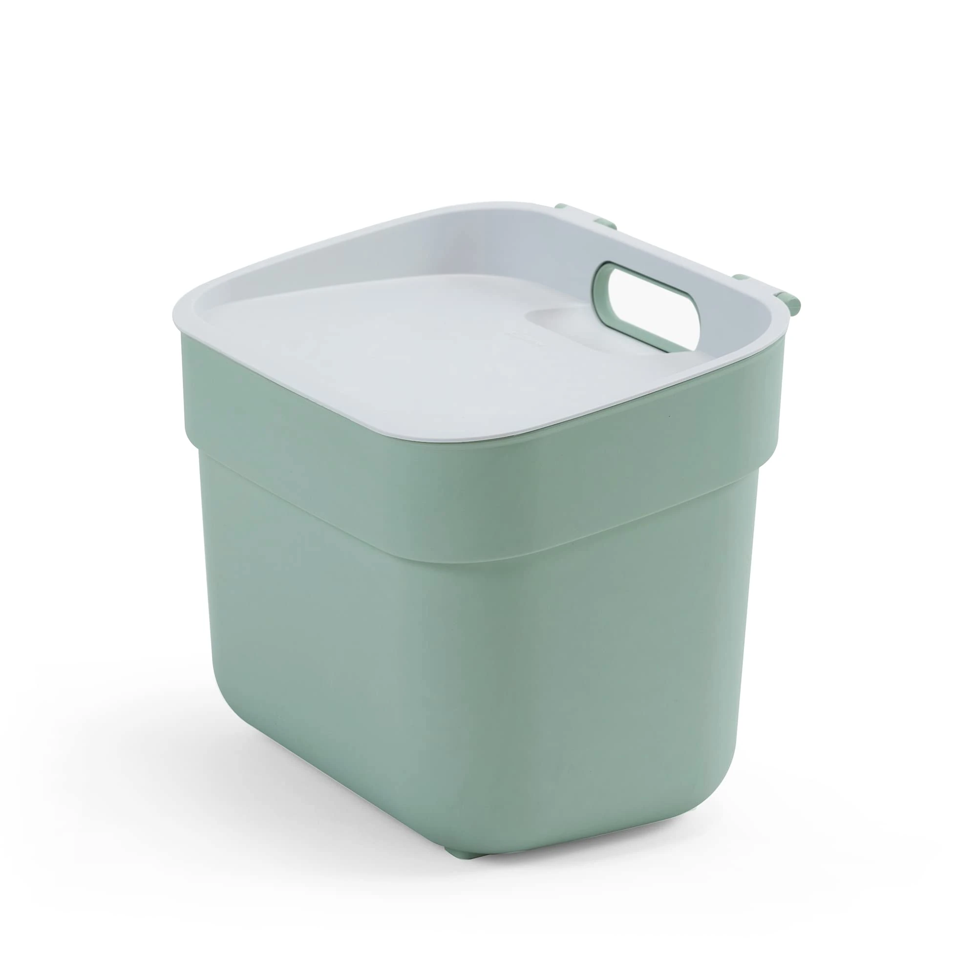 Curver Ready to Collect 100% Recycled 5L Kitchen Accessories Recycling Lift Top Bin Green with Light Grey Lid