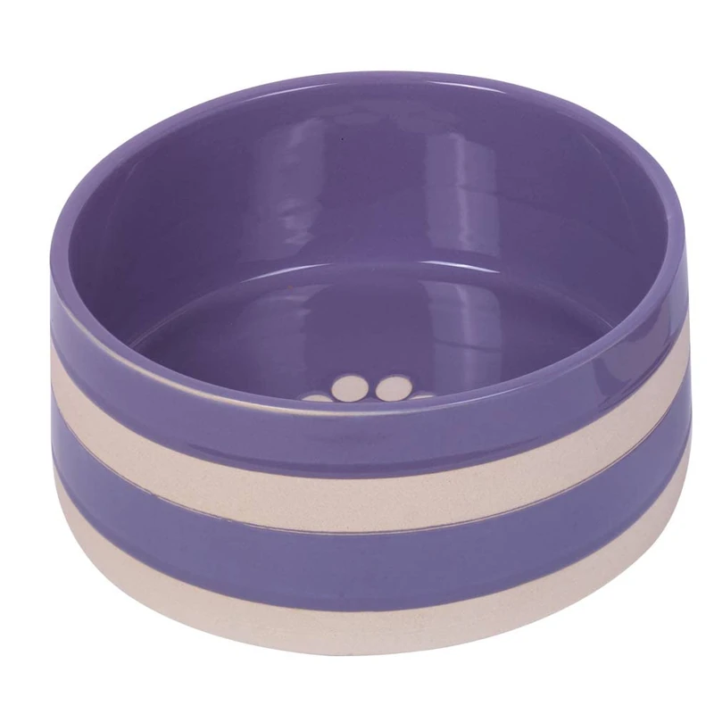 Nobby Ceramic Bowl Strio, Lilac/Cream, Diameter 21.0 x 8.5 cm, 2.00 L, Pack of 1