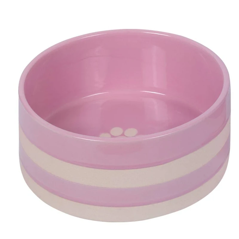 Nobby Ceramic Bowl Strio, Pink/Cream, Diameter 21.0 x 8.5 cm, 2.00 L, Pack of 1