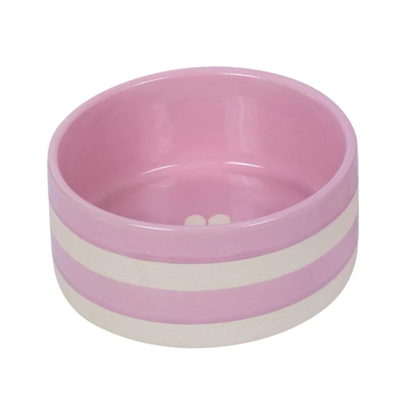 Nobby Ceramic Bowl Strio, Pink/Cream, Diameter 18.0 x 7.0 cm, 1.25 L, Pack of 1