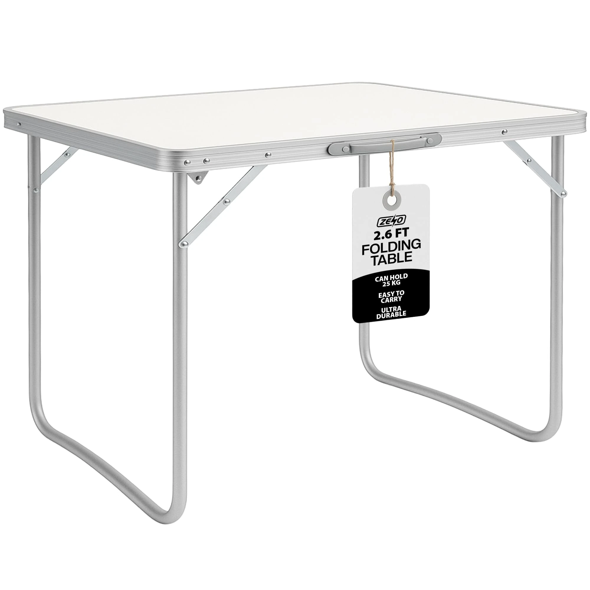 ZENO Folding Table 2.6ft | Standing Table for Camping | Hiking | Picnic Table | Aluminium Alloy Office Computer Desks with Carry Handle | 80CM