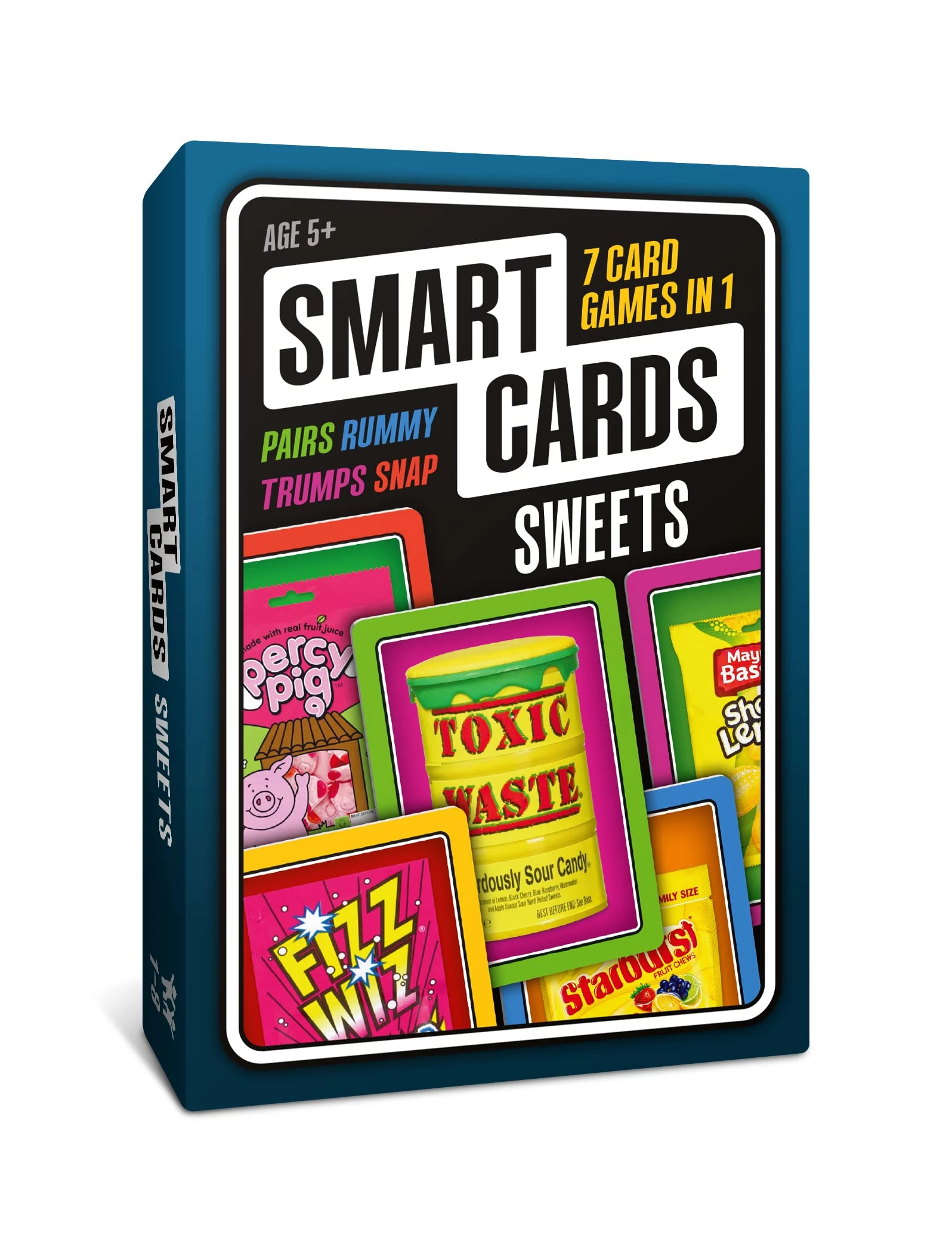 SMART CARDS Sweets, 7 games in 1, Pairs, Snap, Trumps, Rummy, Memory Quiz, Learn Facts, Travel Game, Gift, Stocking Filler, Age 5+, 1-8 Players