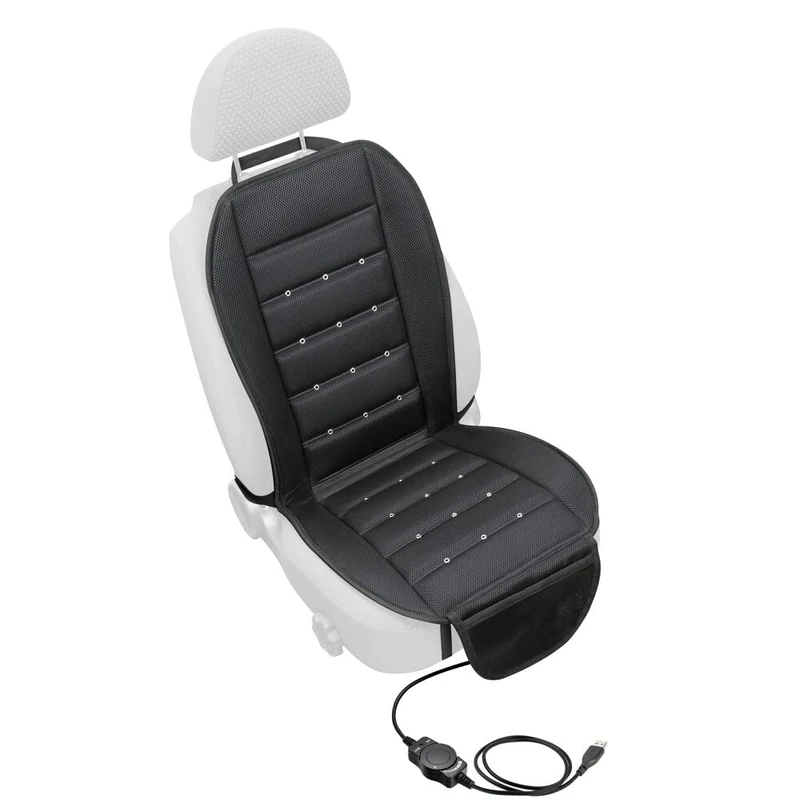 Lampa 54489 Air-Jet Elegance Ventilated Backrest Car Seat Cover with Ventilation, Cooling Seat Cover for Car Truck Office Backrest with Adjustable Airflow, USB Plug