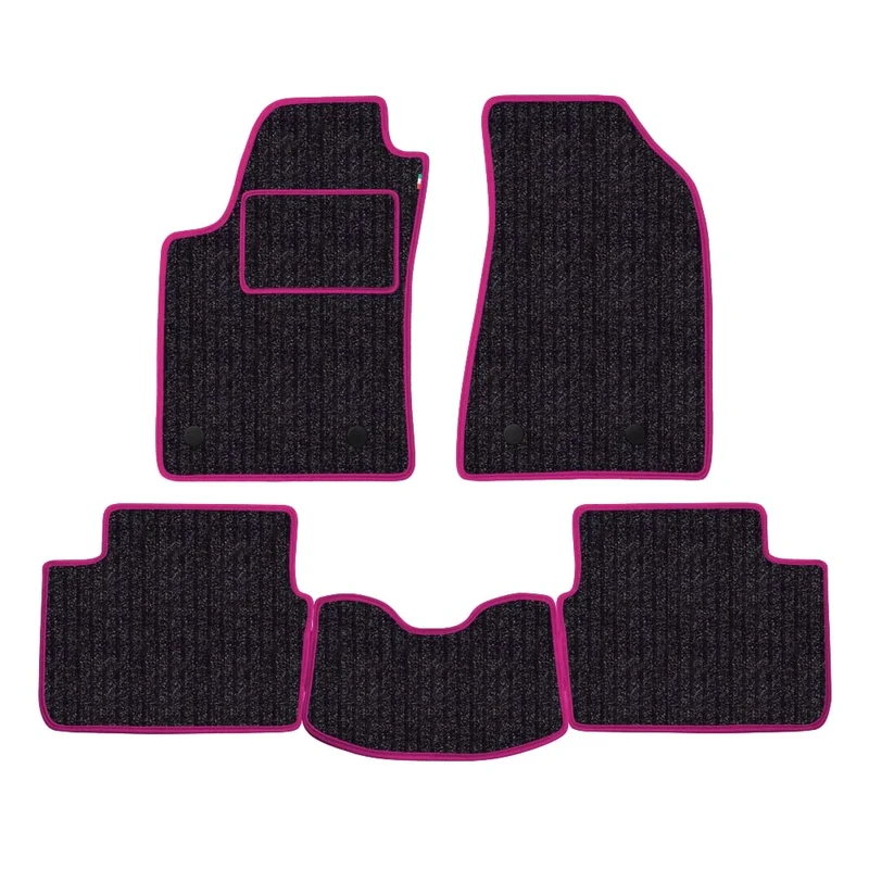 Floor Mat Set for Renault Laguna 2001 to 2007 Fibre Floor Anthracite and Fuchsia