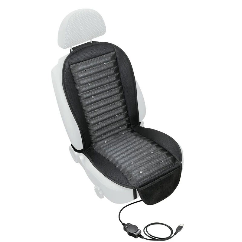 Lampa 54490 Air-Jet Active, Ventilated Car Backrest, Car Seat Cover with Ventilation, Cooling Seat Cover for Car Truck Office Backrest with Adjustable Airflow, USB Plug