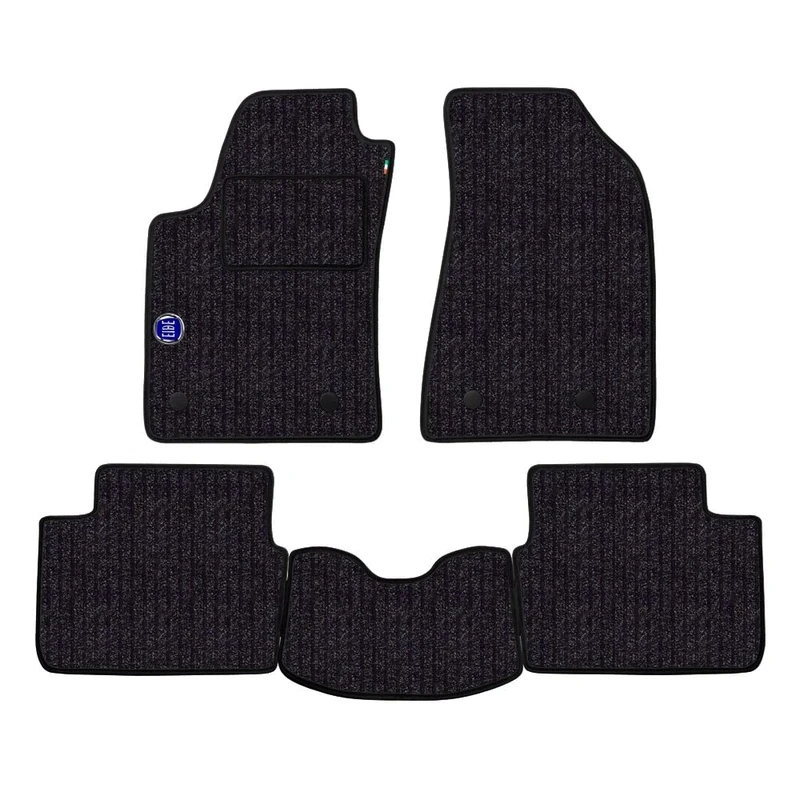 Floor Mat Set for Fiat Seats 2006 to 2015 Made from Non-Slip Fibre Base Colour Anthracite with Logo