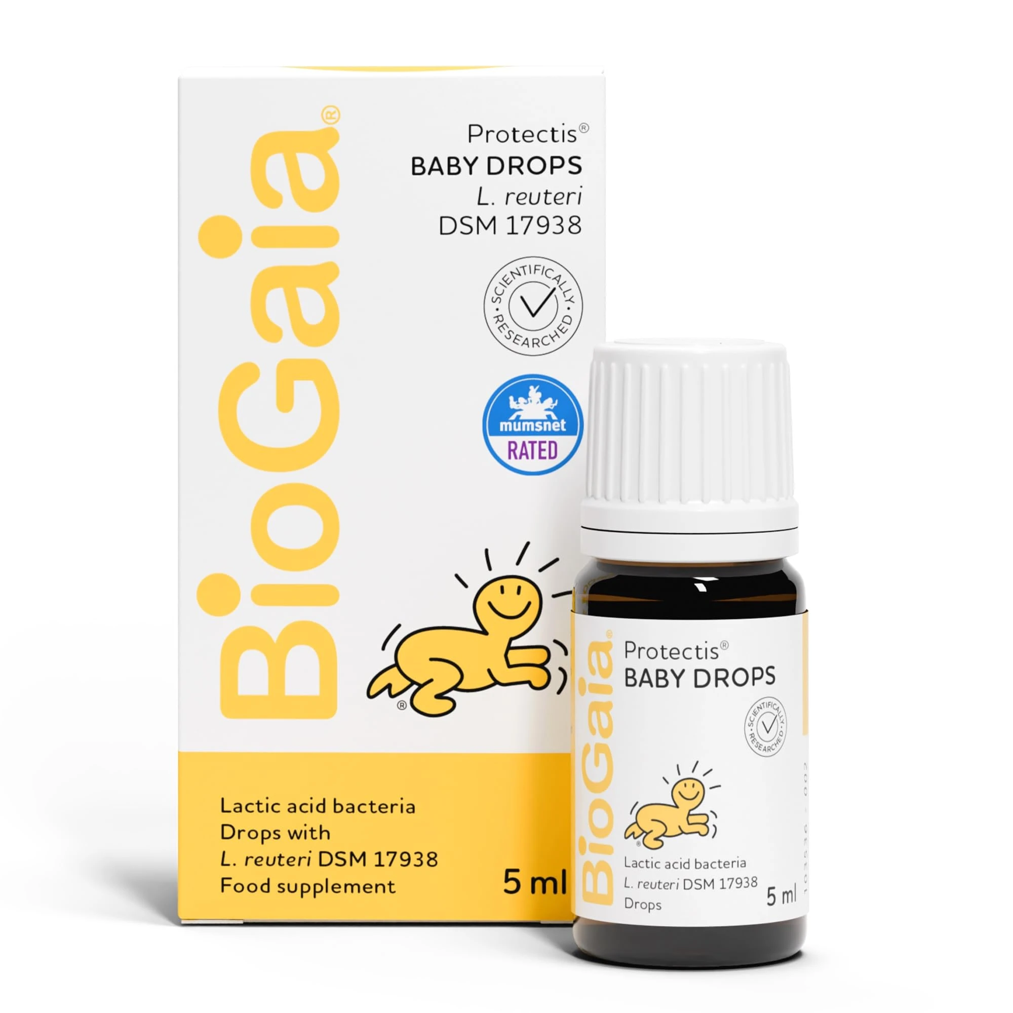 BioGaia Protectis Baby Drops | Probiotic Supplement for Newborns, Babies & Infants | Daily Digestive Support with 100 Million Live L. Reuteri Probiotics | Features LongevityGuard | 5 ml