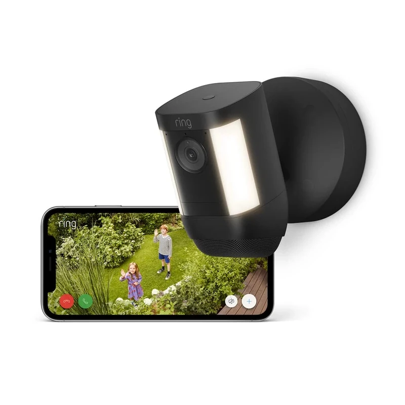 Ring Spotlight Cam Pro Wired | Outdoor Security Camera 2K Video with Ring Vision, 3D Motion Detection, Bird's-Eye View, LED Spotlights, alternative to CCTV | 30-day free trial of Ring Home