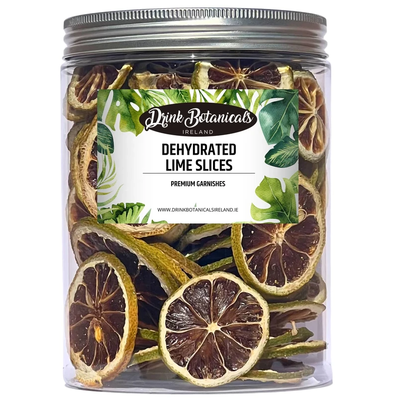 Dehydrated Dried Lime Slices Wheels | 50 + Servings Approx. | 100% Natural No Added Sugars | Cocktails, Wreath Making, Tea, Cakes, Garnish Decoration | Limes For Cocktails | PET Jar |4.9 OZ, 140 Grams