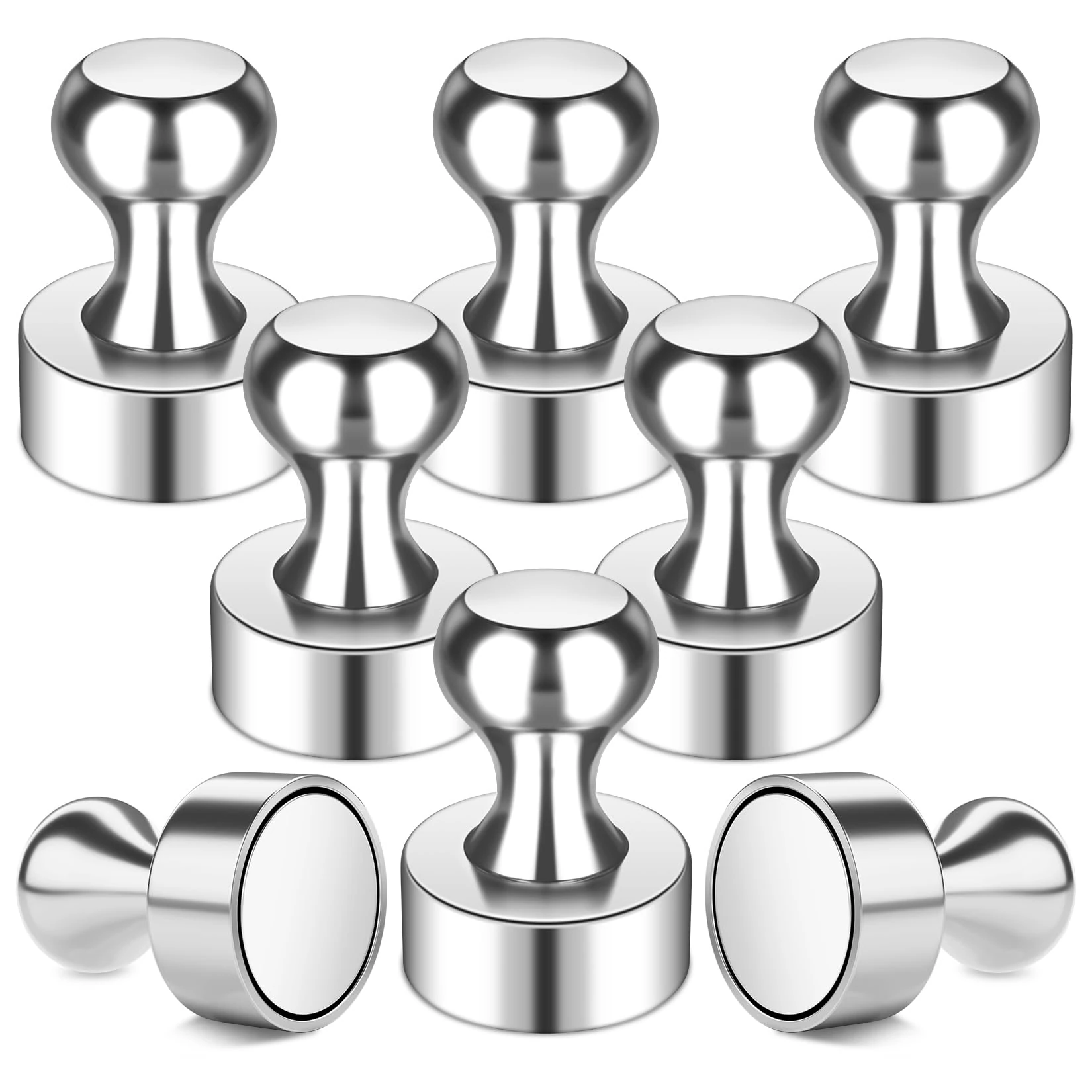 Fridge Magnets, 8 Pack 12 x 16 mm Strong Neodymium Magnet Push Pins, Whiteboard Magnets, Magnetic Push Pins for Fridge, Whiteboard, Magnet for Crafts, Photo, Map, Office, DIY