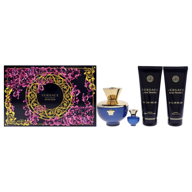 Versace Dylan Blue Pour Femme 4 Piece Gift Set: Eau De Parfum 5ml - Shower Gel 100ml - Body Lotion 100ml