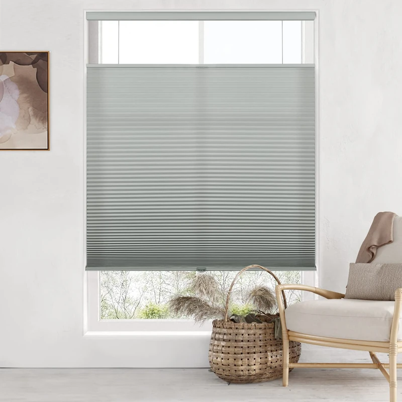 LazBlinds Top Down Bottom Up Cordless Cellular Shades, 34" W x 64" H, Grey