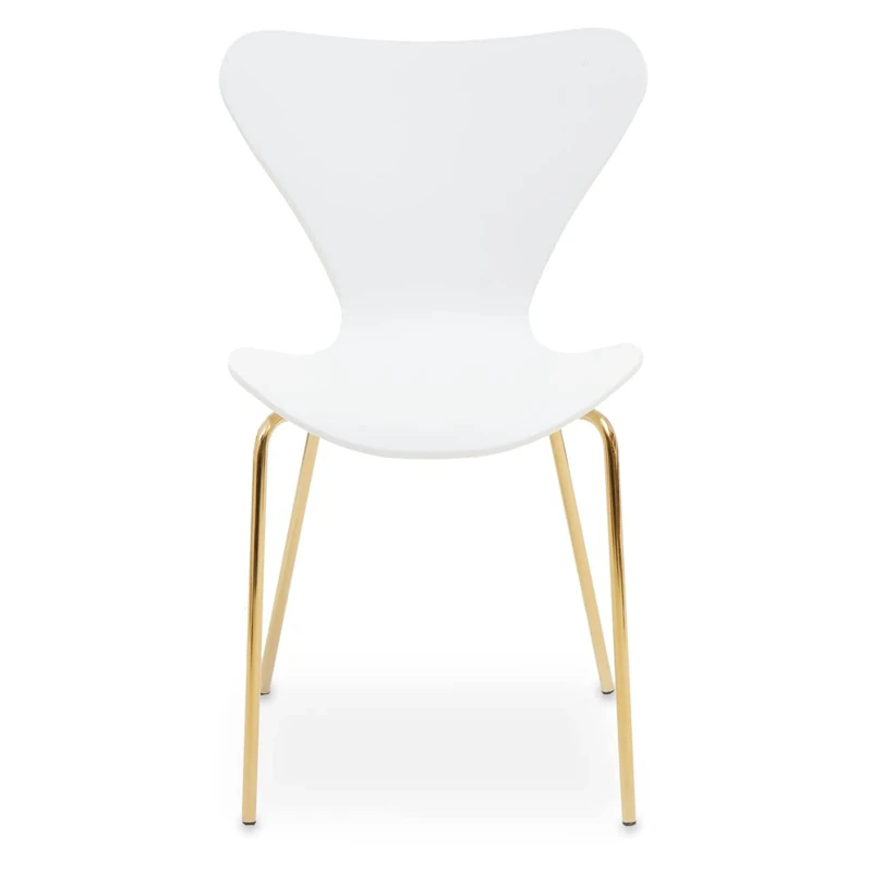 Premier Housewares Dining Chair with White Seat/Tapered Back Dining Chairs/Kitchen Set/Gold Finish Dining Chairs Set of 4/Living Room/Bedroom Chairs/Cover W50 x D46 x H80.5cm.