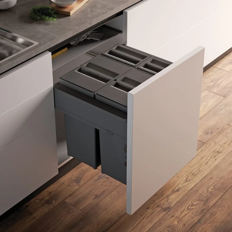 Automatic removable garbage bin for furniture exterior width 600 mm