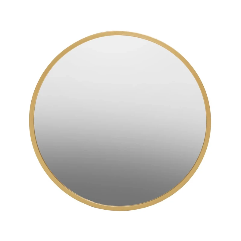 Premier Housewares Gold Finish Round Wall Mirror With Reflective Mirror Glass Portraying Seamless Profile/Contemporary Interior Design/ W80 x D2 x H80cm/ Round Reflective Mirror