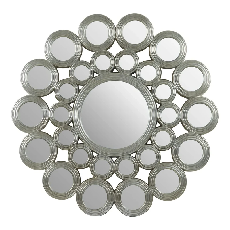 Premier Housewares Silver Wall Mirror/Wall Mounted Mirror/Wall Mirrors For Hallway/Bathroom Mirrors/Decorative Silver Wall Mirror/Round Mirror For Living Room Dimensions W119 x D4 x H119cm