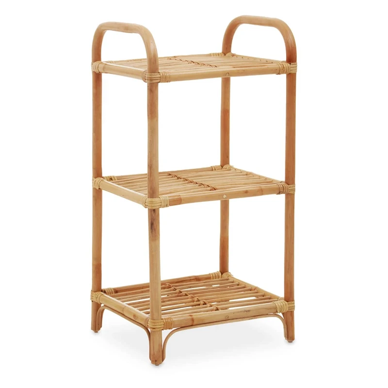 Premier Housewares Natural Rattan Shelf Unit/Garage Storage/Shed/Bathroom Organizer/Racking/Storage Shelving Unit W40 x D35 x H80cm/ Bathroom Storage/Rattan Storage Shelf