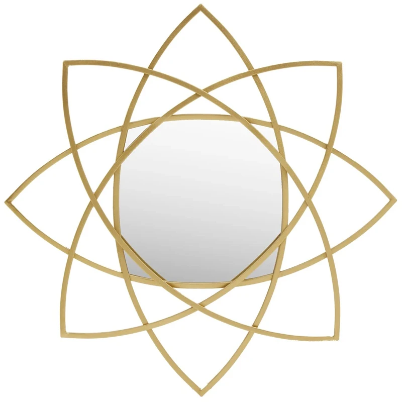 Premier Housewares Modern Wall Mirror for Bedroom/Star Shaped Wall Mirror For Living Room/Stylish Gold Finish Wall Mirrors for Hallway W92 x D5 x H92cm/ Stylish Mirror