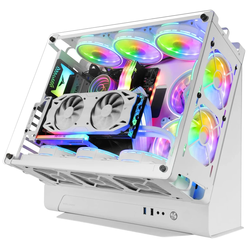 Mars Gaming MCB White, PC Gaming ATX XL Case, Custom Premium Edition, Modular Dual Chamber Structure