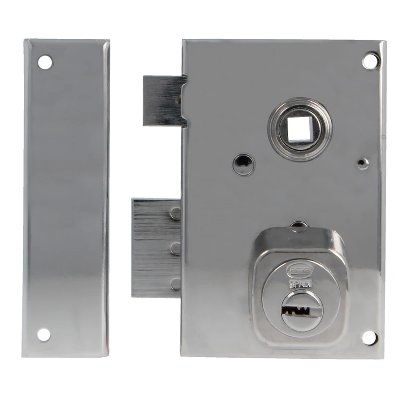 Amig - Overfill Lock Left with Lever, Tongue and Square for Wooden Doors Model 75N | 72 x 112 mm | Security Round Cylinder | Silver Steel