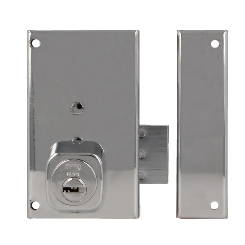 Amig - Right Overfill Lock with Lever and Tongue for Wooden Doors Model 75P | 67 x 112 mm | Security Round Cylinder | Silver Steel