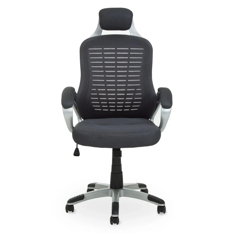 Premier Housewares Stratford Grey Home Office Chair/Computer Chair For Meeting Room/Upholstered Computer Chairs For Home/Accessories For Ergonomic Chair Office / W67 x D67 x H123cm
