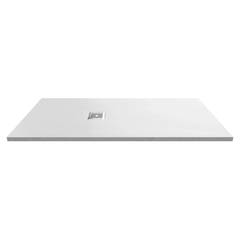 nuie NLT61053 Modern Bathroom Slimline Rectangular Shower Tray - Grill Not Included, 800mm x 1600mm, Slate White