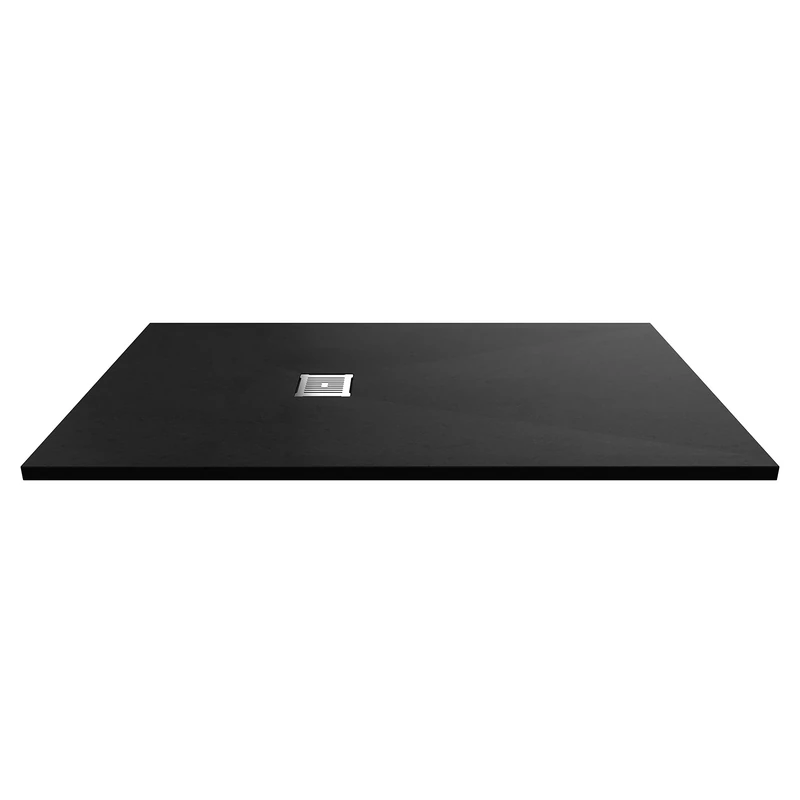 nuie NLT91054 Modern Bathroom Slimline Rectangular Shower Tray - Grill Not Included, 900mm x 1600mm, Slate Black