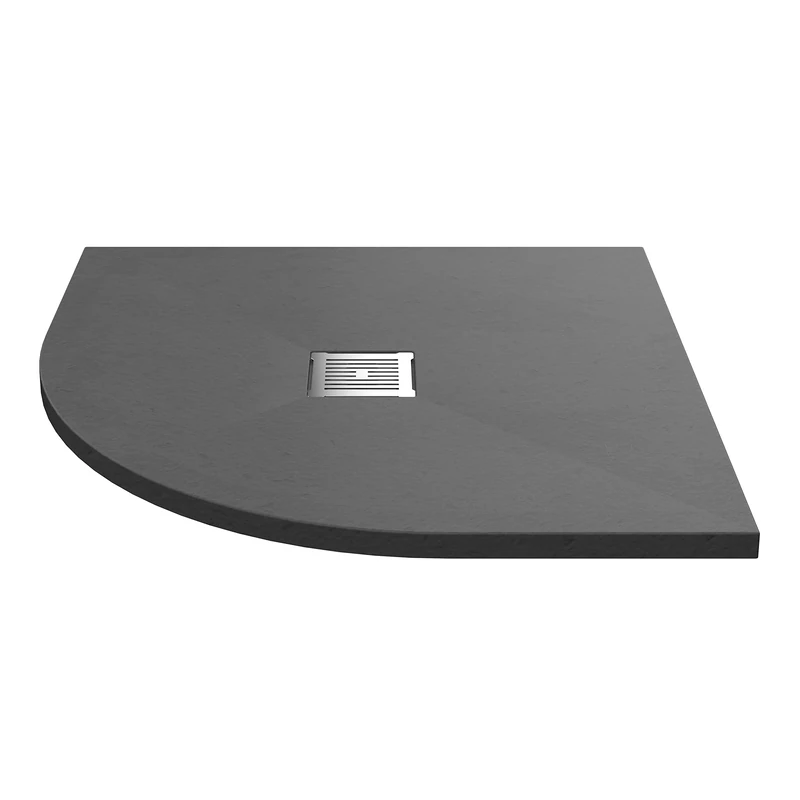 nuie NLT71106 Modern Bathroom Slimline Quadrant Shower Tray - Grill Not Included, 900mm x 900mm, Slate Grey