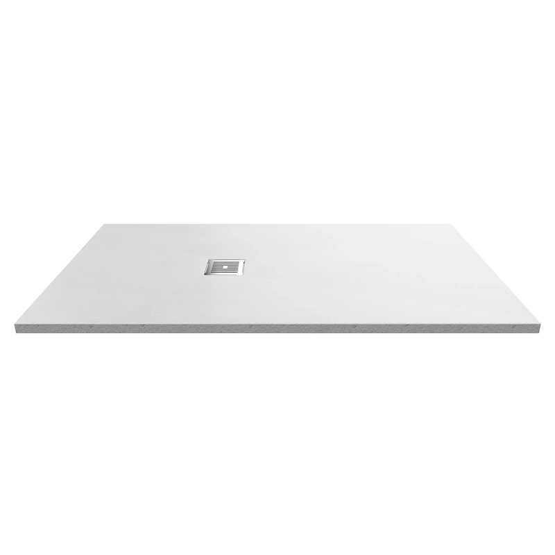 nuie NLT61054 Modern Bathroom Slimline Rectangular Shower Tray - Grill Not Included, 900mm x 1600mm, Slate White